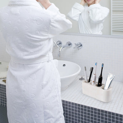 Koville Natural Marble natural marble toothbrush holder in Karibib Ice for bathroom vanity