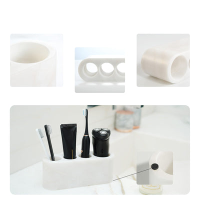 Koville Natural Marble natural marble toothbrush holder in Karibib Ice for bathroom vanity
