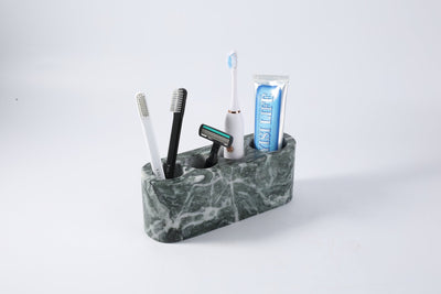 Koville Natural Marble natural marble toothbrush holder in Verde Alpi for bathroom vanity