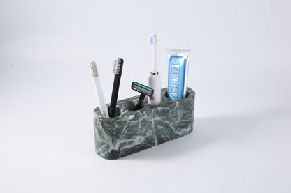 Koville Natural Marble natural marble toothbrush holder in Verde Alpi for bathroom vanity