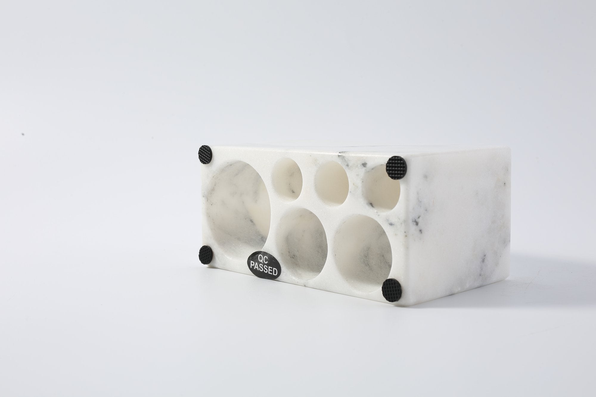 Koville Natural Marble natural stone toothbrush holder in Grigio Fantasy for bathroom vanity