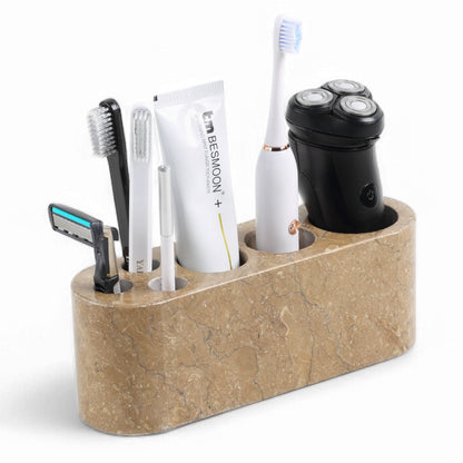 Koville Natural Marble natural marble toothbrush holder in Chestnut Brown for bathroom vanity