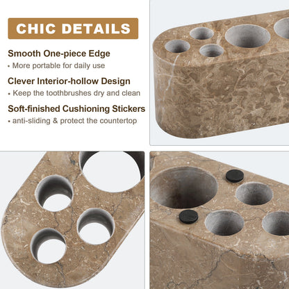 Koville Natural Marble natural marble toothbrush holder in Chestnut Brown for bathroom vanity