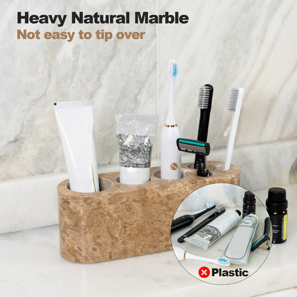 Koville Natural Marble natural marble toothbrush holder in Chestnut Brown for bathroom vanity