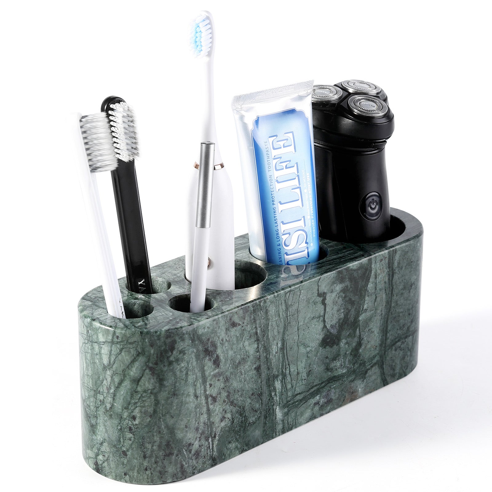 Koville Natural Marble natural marble toothbrush holder in Indian Green for bathroom vanity