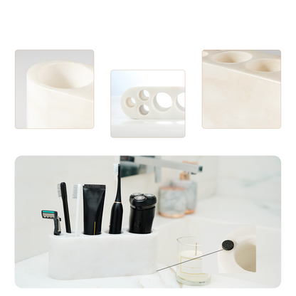 Koville Natural Marble natural marble toothbrush holder in Karibib Ice for bathroom vanity