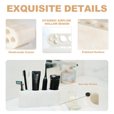 Koville Natural Marble natural marble toothbrush holder in Karibib Ice for bathroom vanity