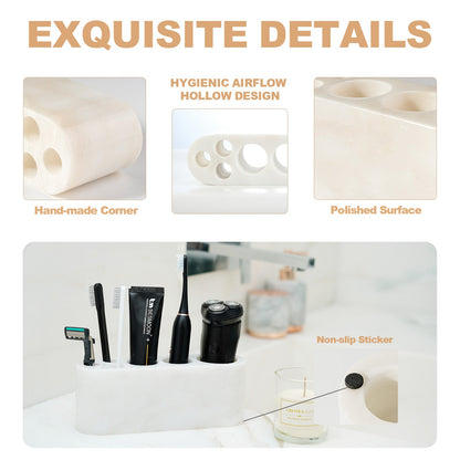 Koville Natural Marble natural marble toothbrush holder in Karibib Ice for bathroom vanity