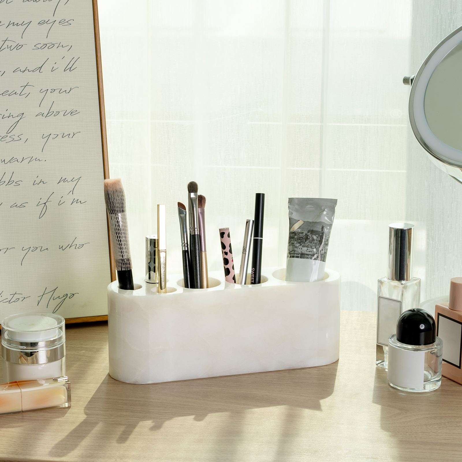 Koville Natural Marble natural marble toothbrush holder in Karibib Ice for bathroom vanity