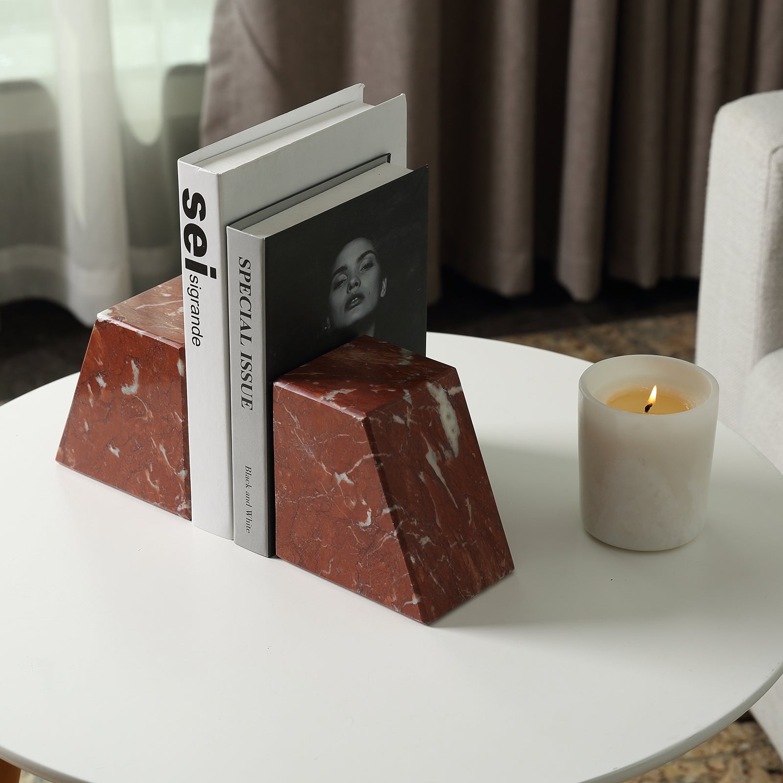 Koville Natural Stone Trapezoid Bookends in Five Sizes in natural stone, product view 4