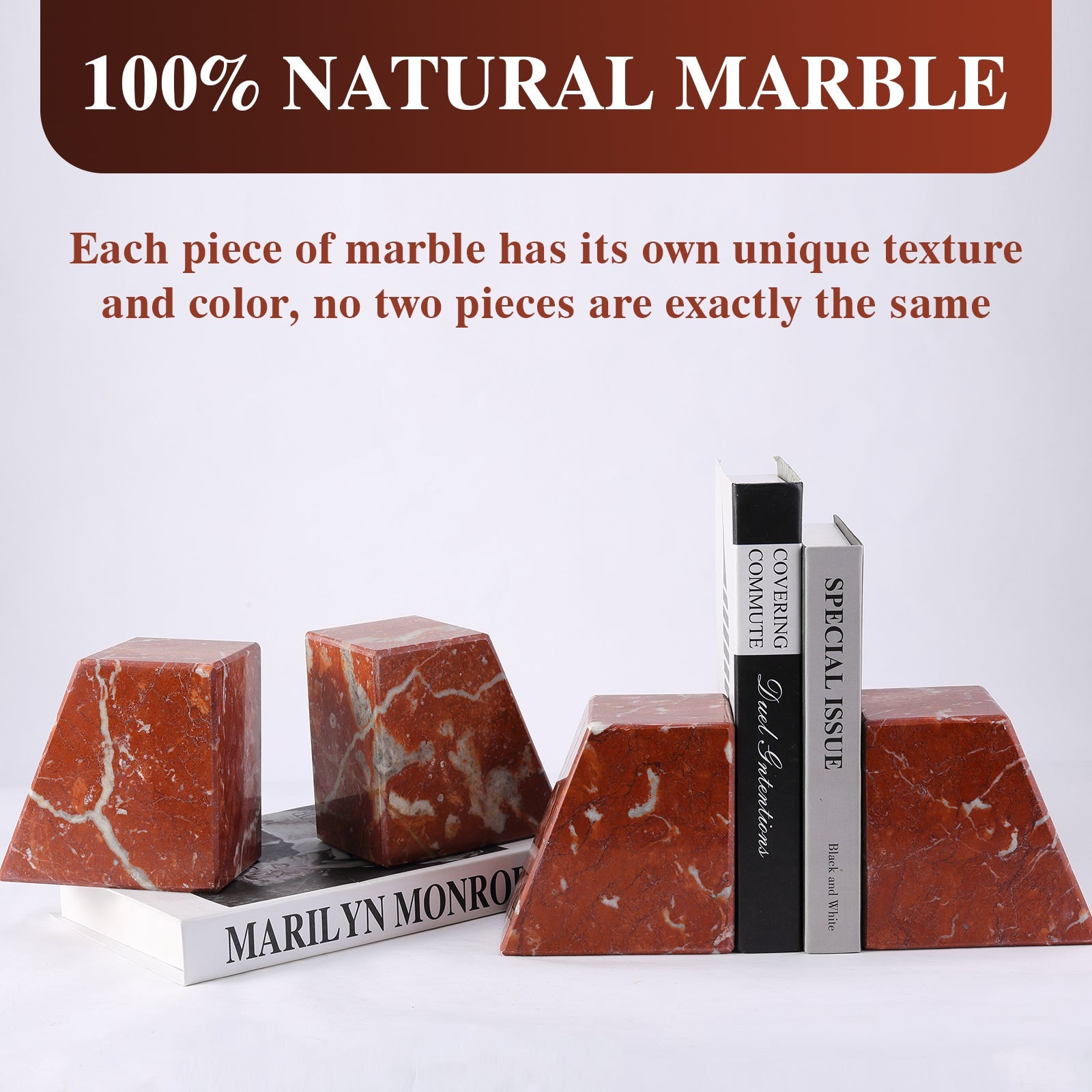 Koville Natural Stone Trapezoid Bookends in Five Sizes in natural stone, product view 5