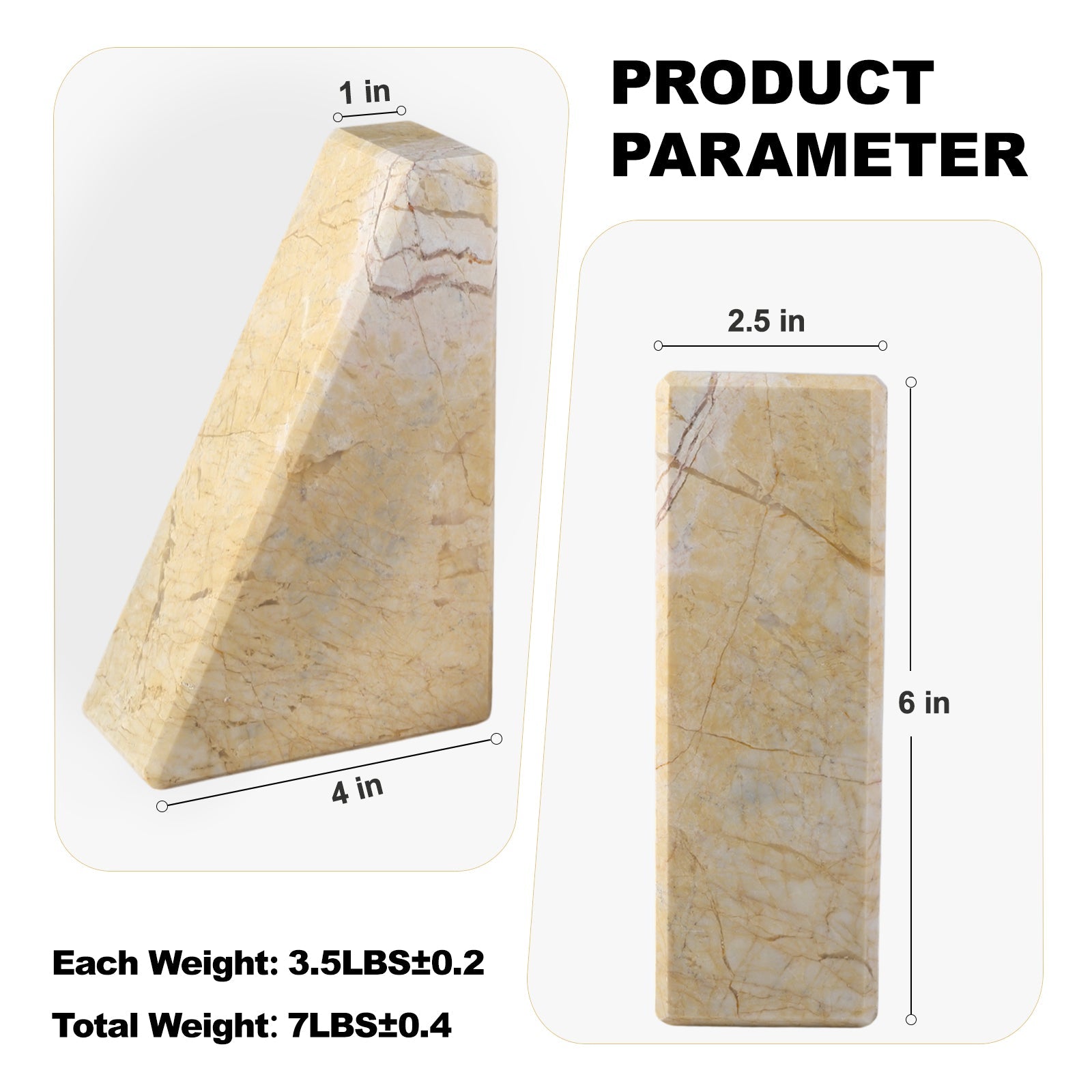 Koville Natural Stone Trapezoid Bookends in Five Sizes in natural stone, product view 21