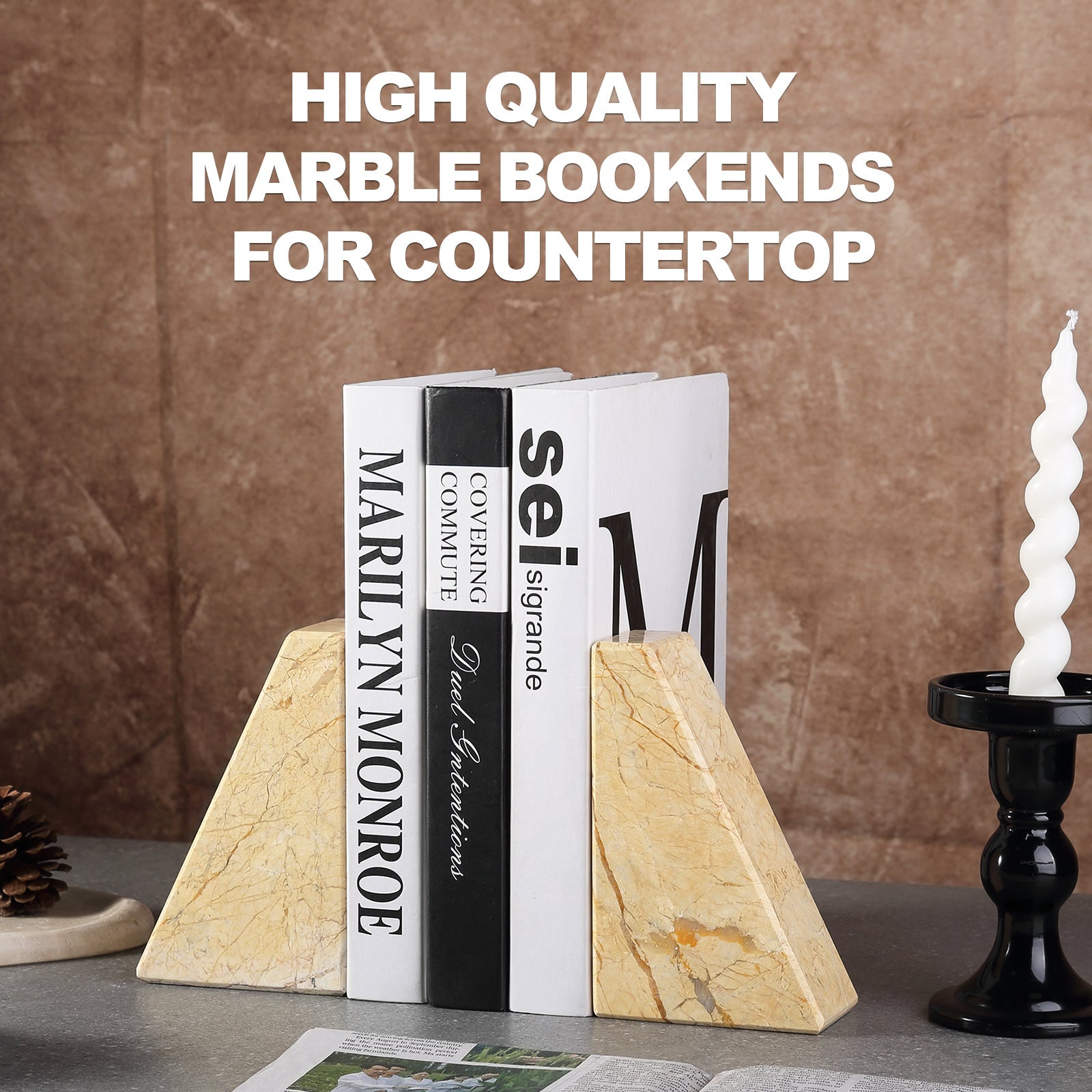 Koville Natural Stone Trapezoid Bookends in Five Sizes in natural stone, product view 24