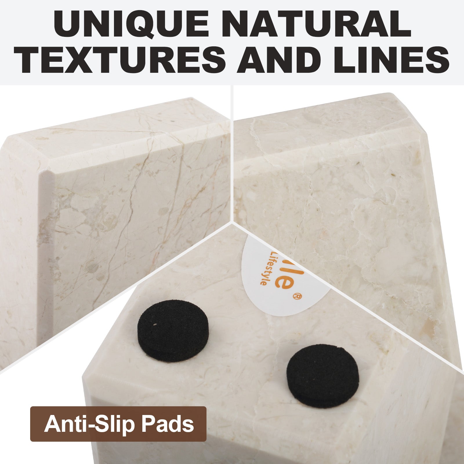 Koville Natural Stone Trapezoid Bookends in Five Sizes in natural stone, product view 47