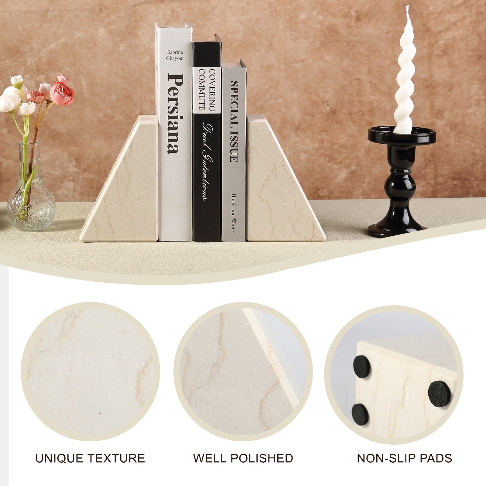 Koville Natural Stone Trapezoid Bookends in Five Sizes in natural stone, product view 93