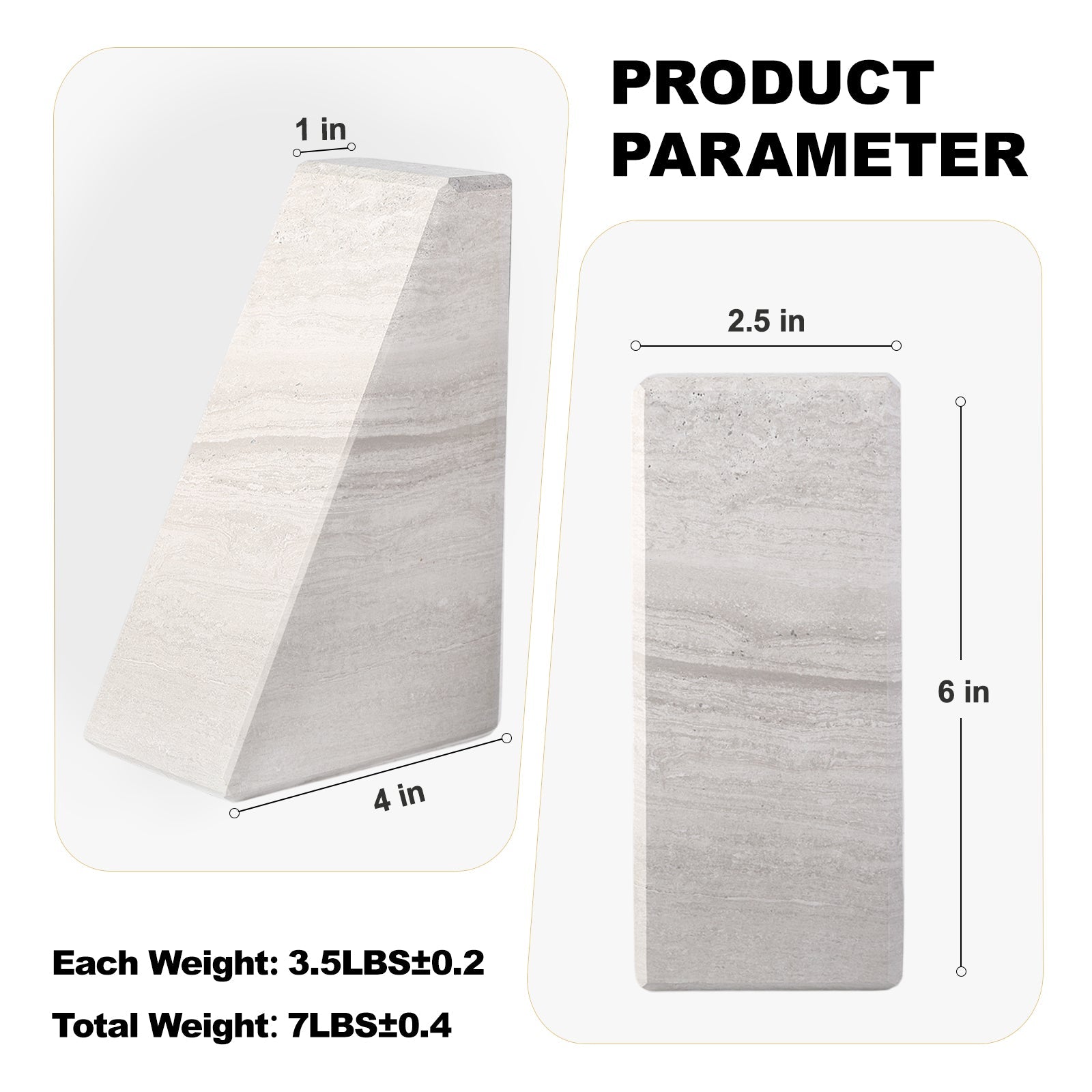 Koville Natural Stone Trapezoid Bookends in Five Sizes in natural stone, product view 102