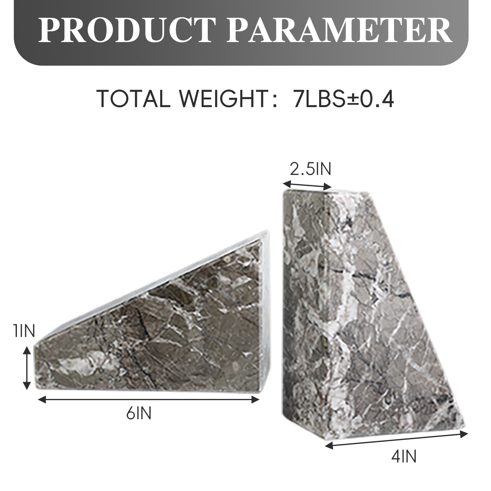 Koville Natural Stone Trapezoid Bookends in Five Sizes in natural stone, product view 58