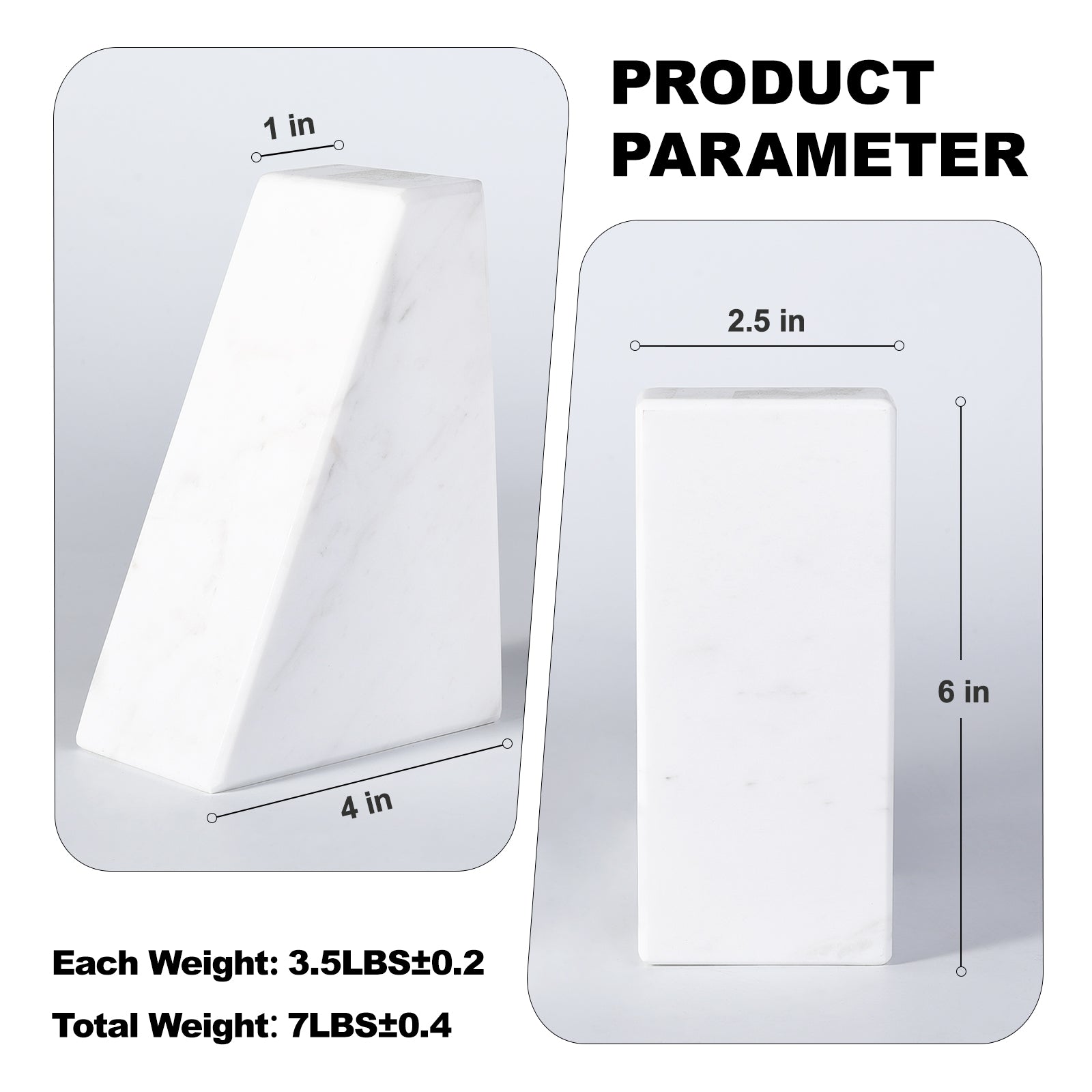 Koville Natural Stone Trapezoid Bookends in Five Sizes in natural stone, product view 88