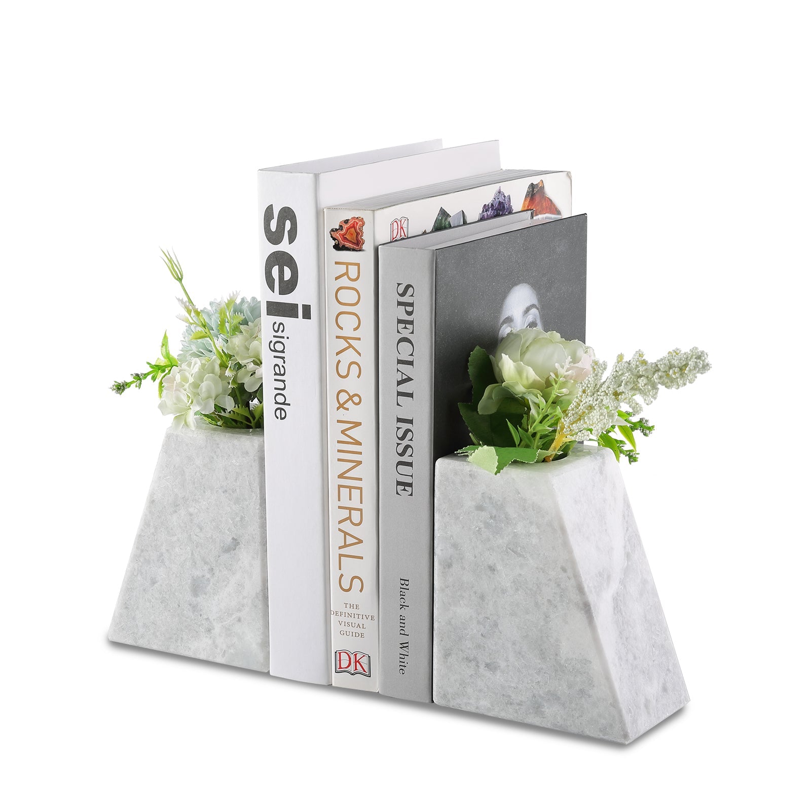 Koville Natural Stone Trapezoidal Vase Bookends in Two Sizes in natural stone, product view 2