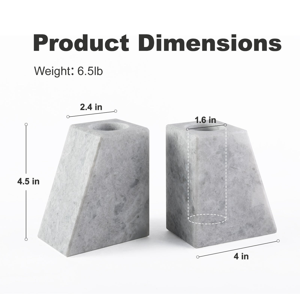 Koville Natural Stone Trapezoidal Vase Bookends in Two Sizes in natural stone, product view 1