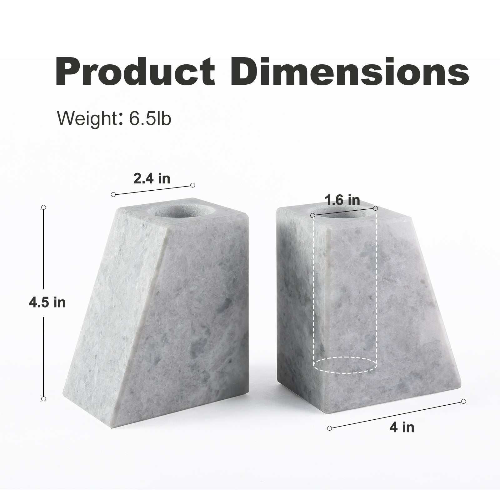 Koville Natural Stone Trapezoidal Vase Bookends in Two Sizes in natural stone, product view 1