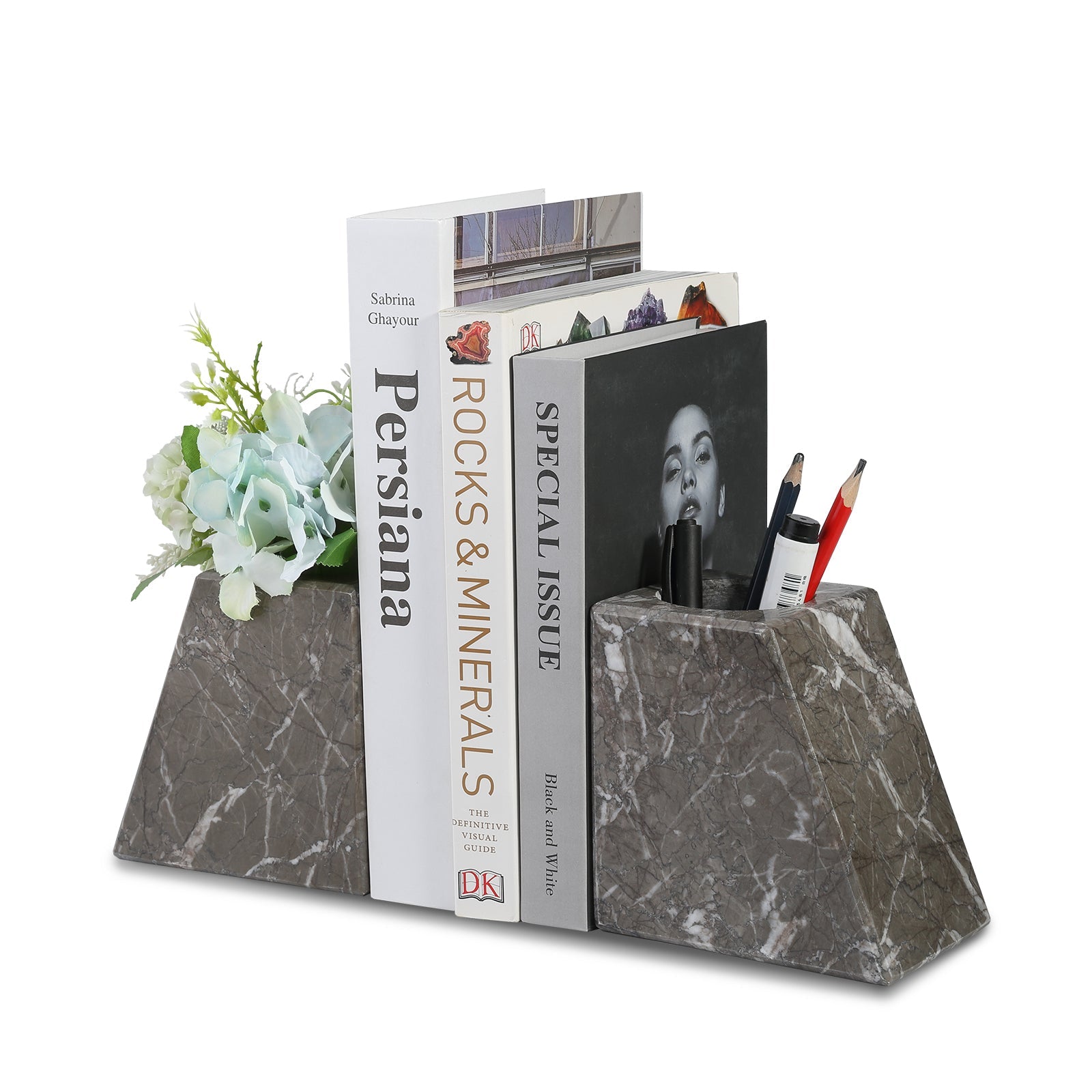 Koville Natural Stone Trapezoidal Vase Bookends in Two Sizes in natural stone, product view 14