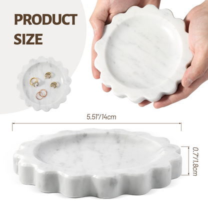 Koville Natural Marble Wavy Edge Storage Tray for Small Items in Bianco Carrara - natural stone finish