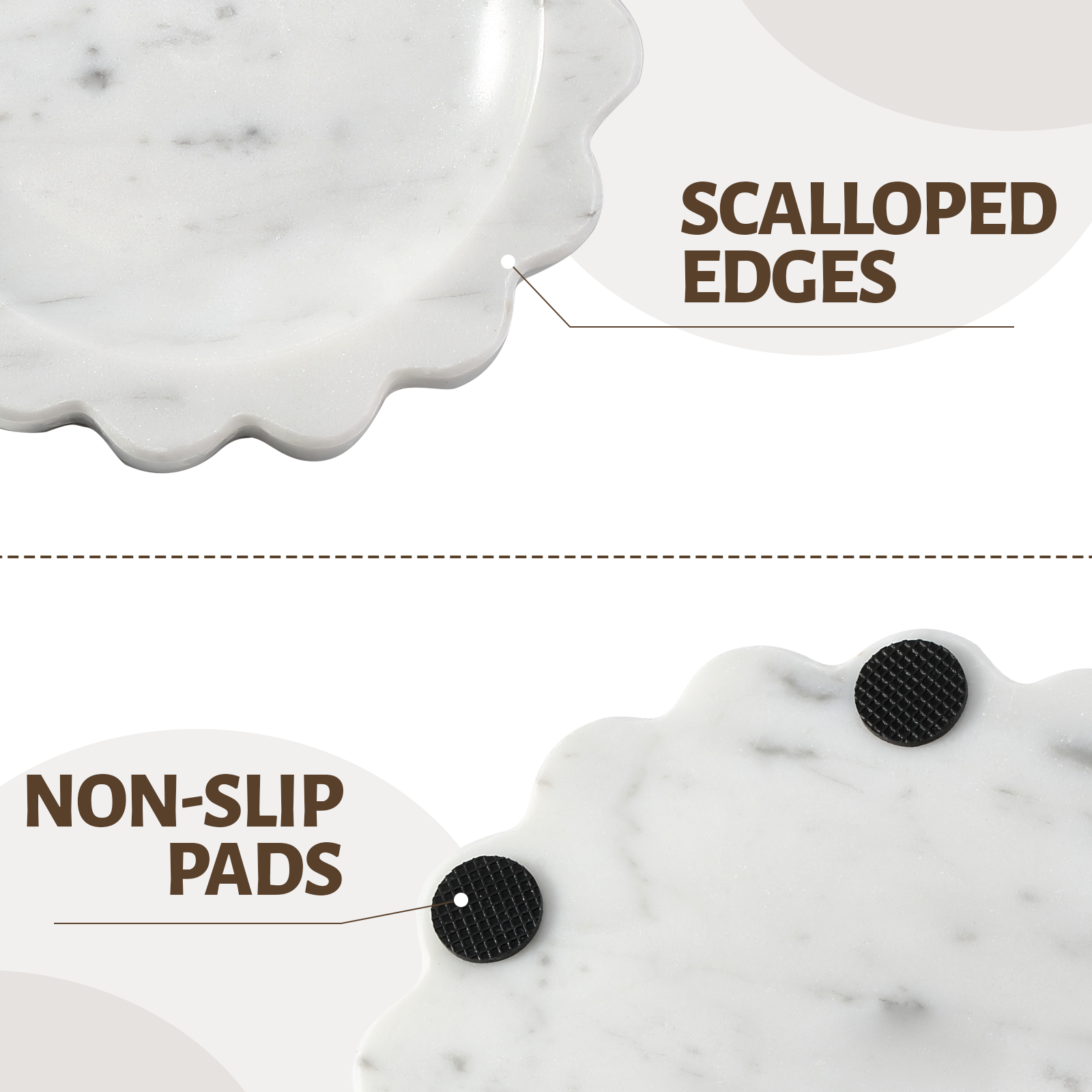 Koville Natural Marble Wavy Edge Storage Tray for Small Items in Bianco Carrara - product presentation