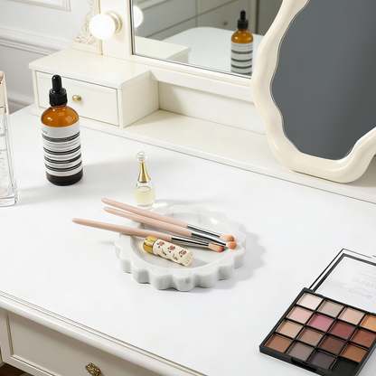 Koville Natural Marble Wavy Edge Storage Tray for Small Items in Bianco Carrara - product presentation