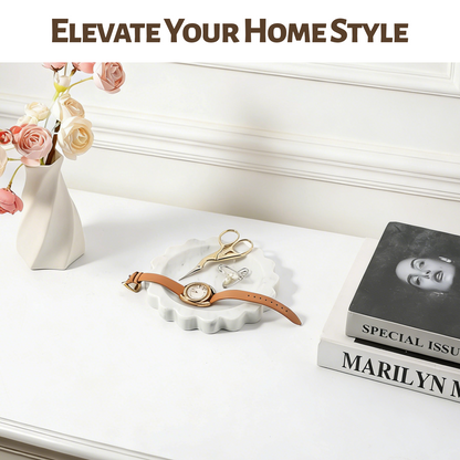 Koville Natural Marble Wavy Edge Storage Tray for Small Items in Bianco Carrara - material detail