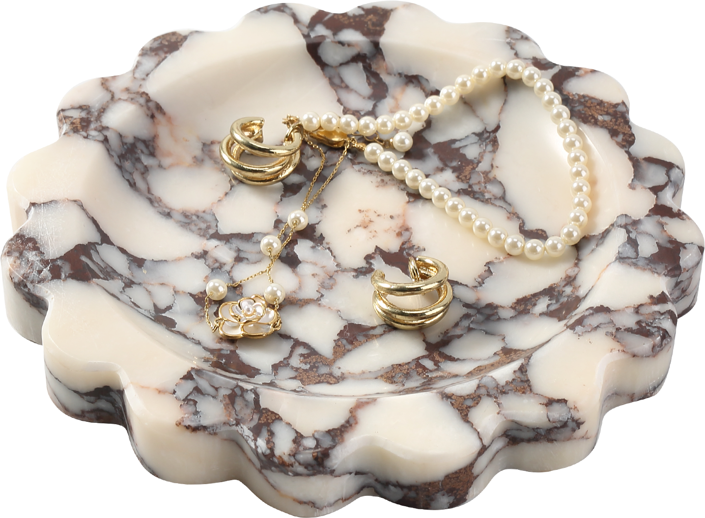 Koville Natural Marble Wavy Edge Storage Tray for Small Items in Calacatta Viola - natural stone finish