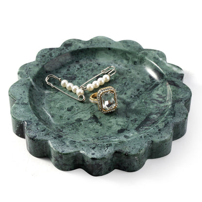 Koville Natural Marble Wavy Edge Storage Tray for Small Items in Indian Green - material detail