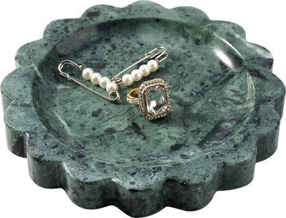 Koville natural stone wavy edge storage tray in Indian Green - design detail