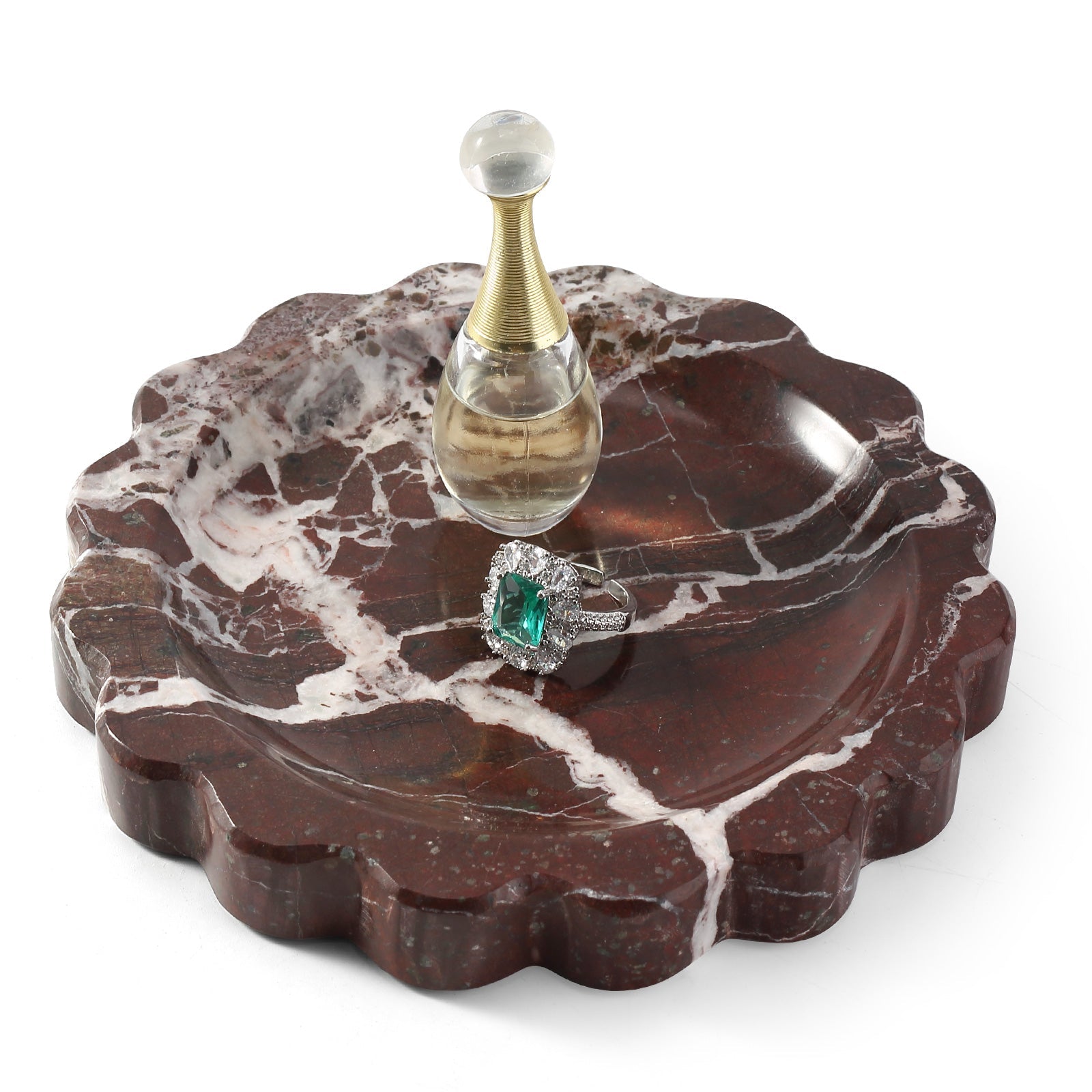 Koville Natural Stone Wavy Edge Storage Tray for Small Items in Rose Lepanto - stone surface detail
