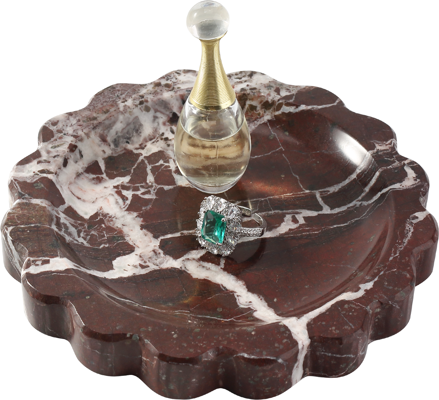 Koville Natural Stone Wavy Edge Storage Tray for Small Items in Rose Lepanto - crafted stone profile