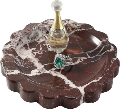 Koville Natural Stone Wavy Edge Storage Tray for Small Items in Rose Lepanto - crafted stone profile