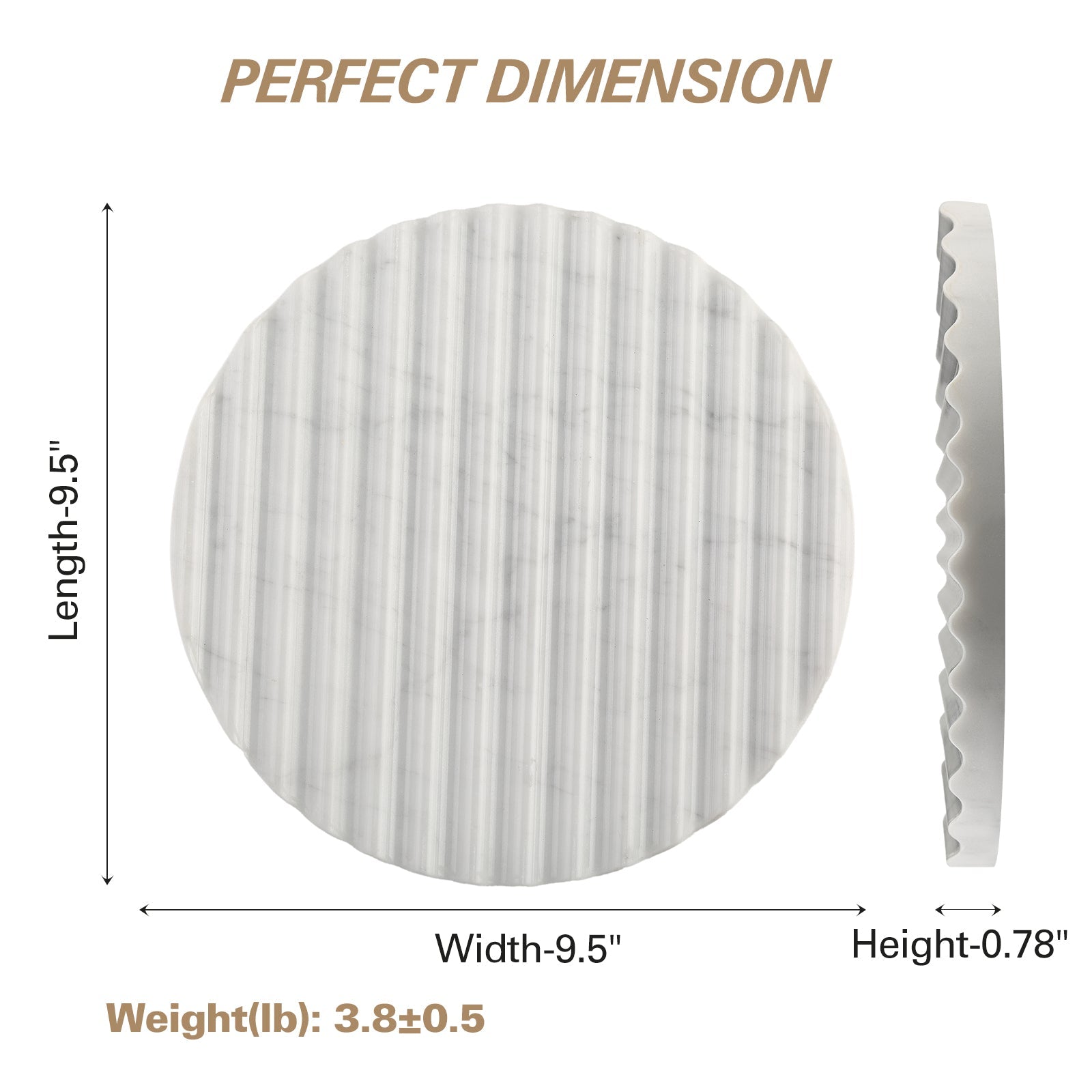 Koville Natural Marble Wavy Round Decorative Tray for Tabletop Styling in Bianco Carrara - product presentation