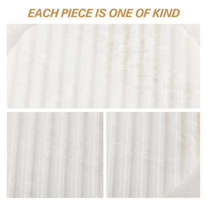 Koville Natural Marble Wavy Round Decorative Tray for Tabletop Styling in Namib Bianco - crafted stone profile
