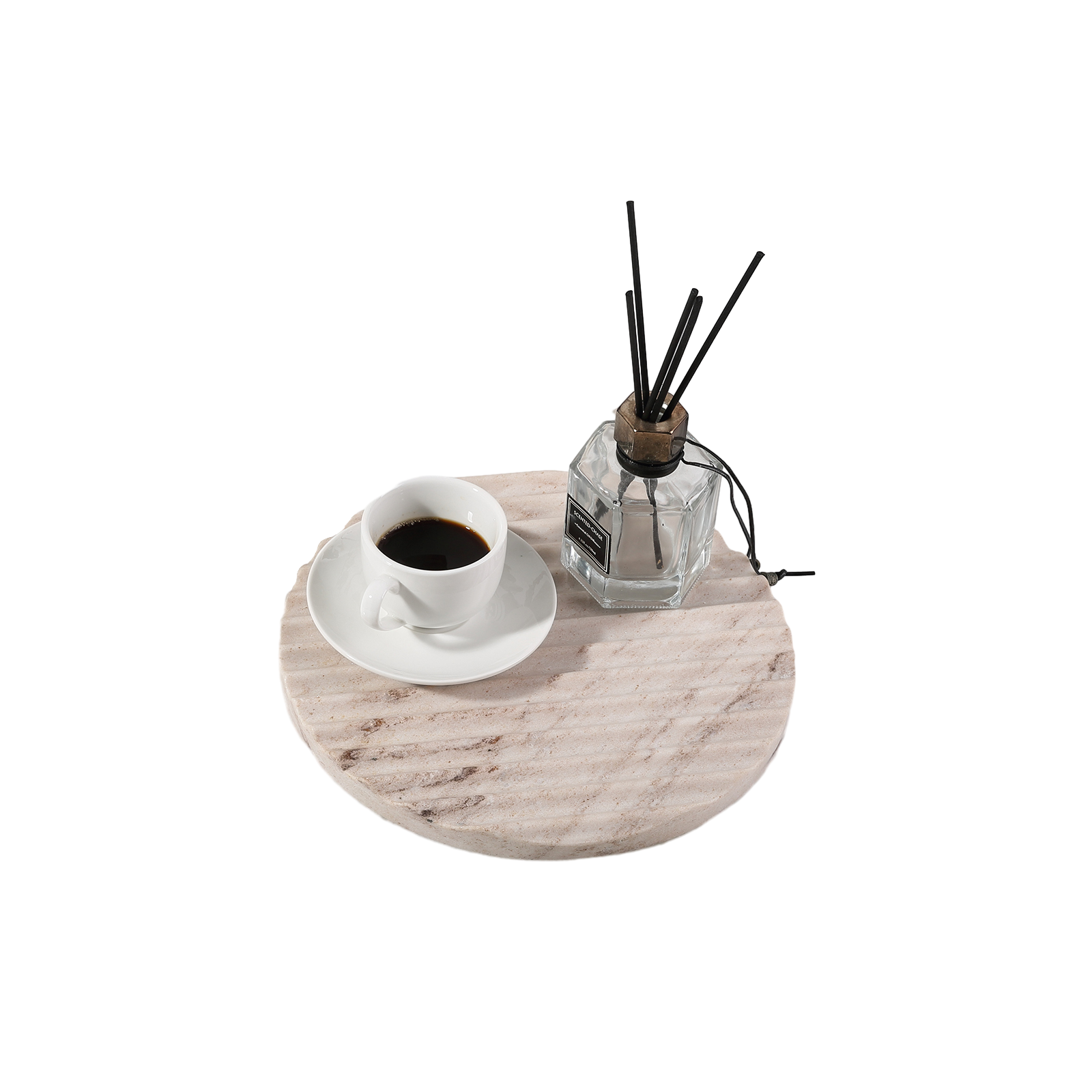 Koville Natural Stone Wavy Round Decorative Tray for Tabletop Styling in Palissandro Classico - material detail