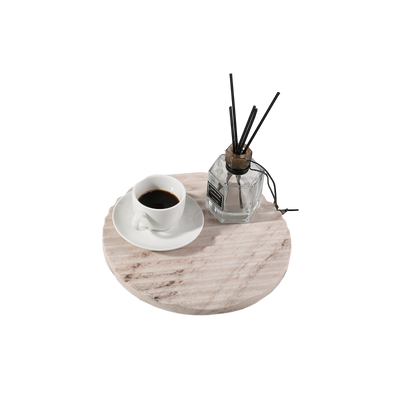Koville natural marble wavy round decorative tray in Palissandro Classico - product view