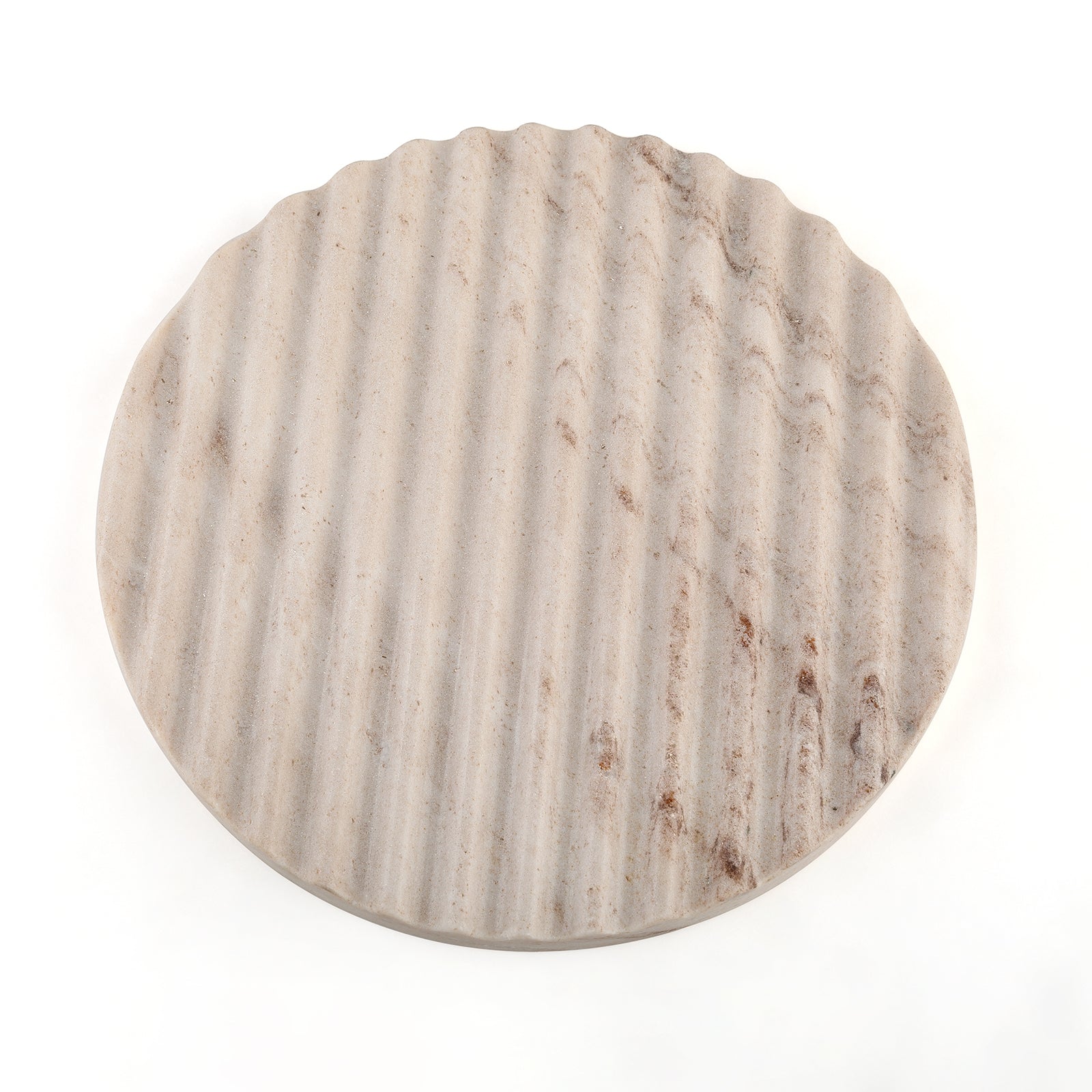Koville Natural Stone Wavy Round Decorative Tray for Tabletop Styling in Palissandro Classico - stone surface detail