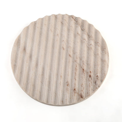 Koville Natural Stone Wavy Round Decorative Tray for Tabletop Styling in Palissandro Classico - stone surface detail