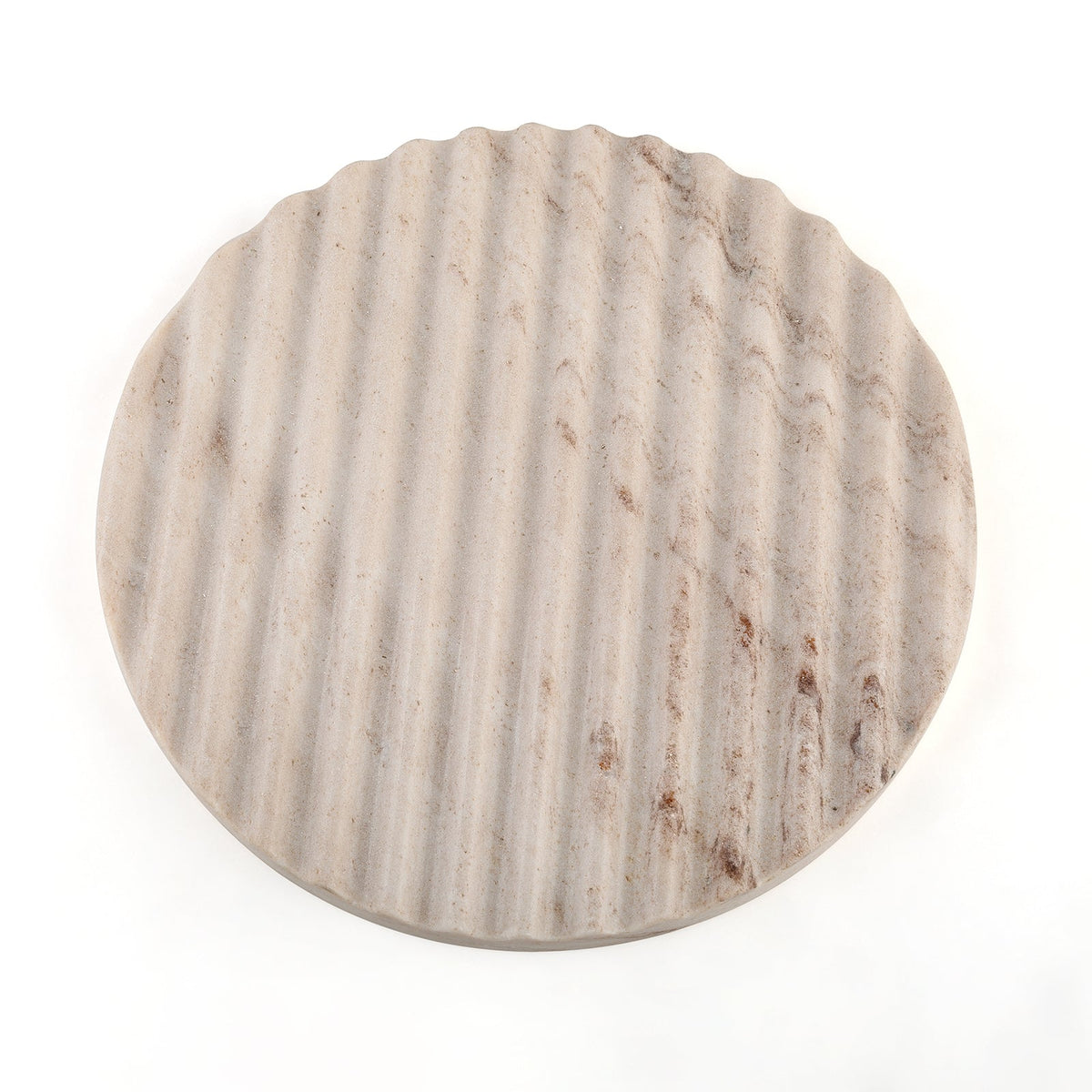 Koville natural marble wavy round decorative tray in Palissandro Classico - stone surface detail