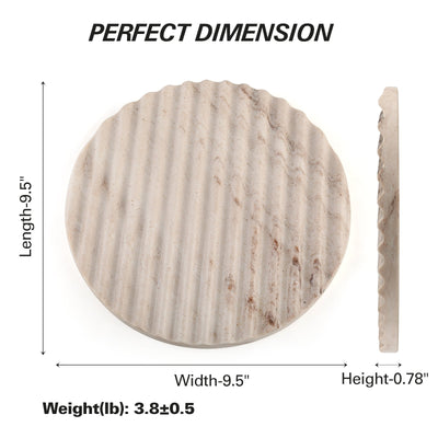 Koville natural marble wavy round decorative tray in Palissandro Classico - design detail
