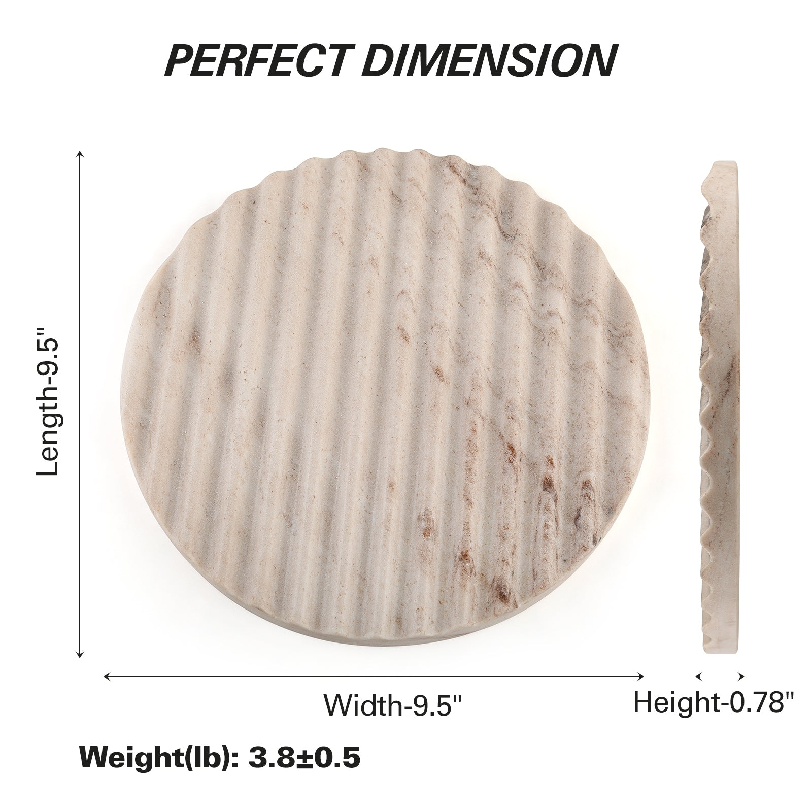 Koville Natural Stone Wavy Round Decorative Tray for Tabletop Styling in Palissandro Classico - decorative form