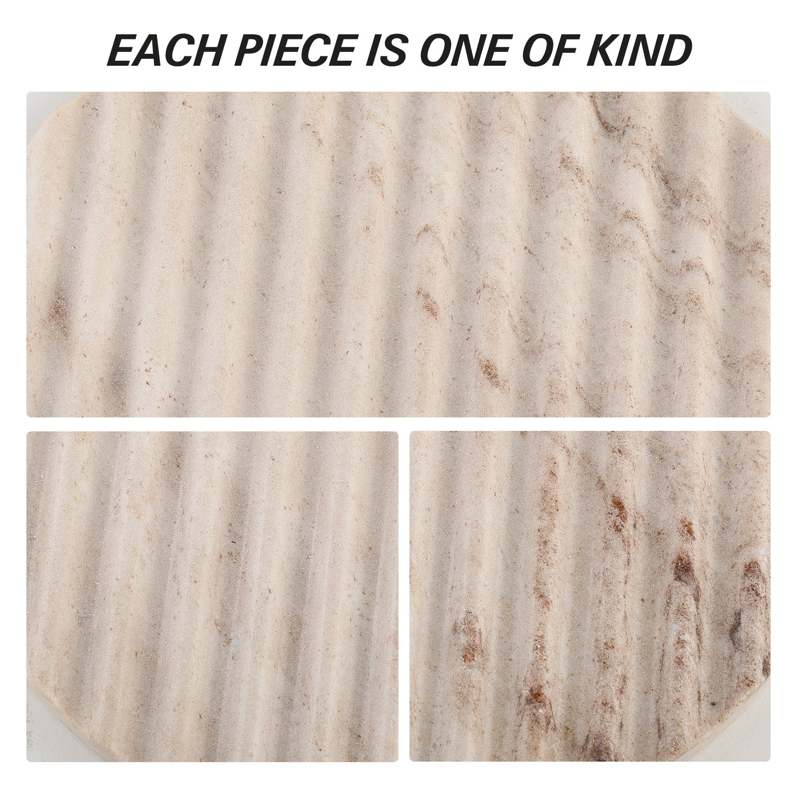Koville natural marble wavy round decorative tray in Palissandro Classico - design detail