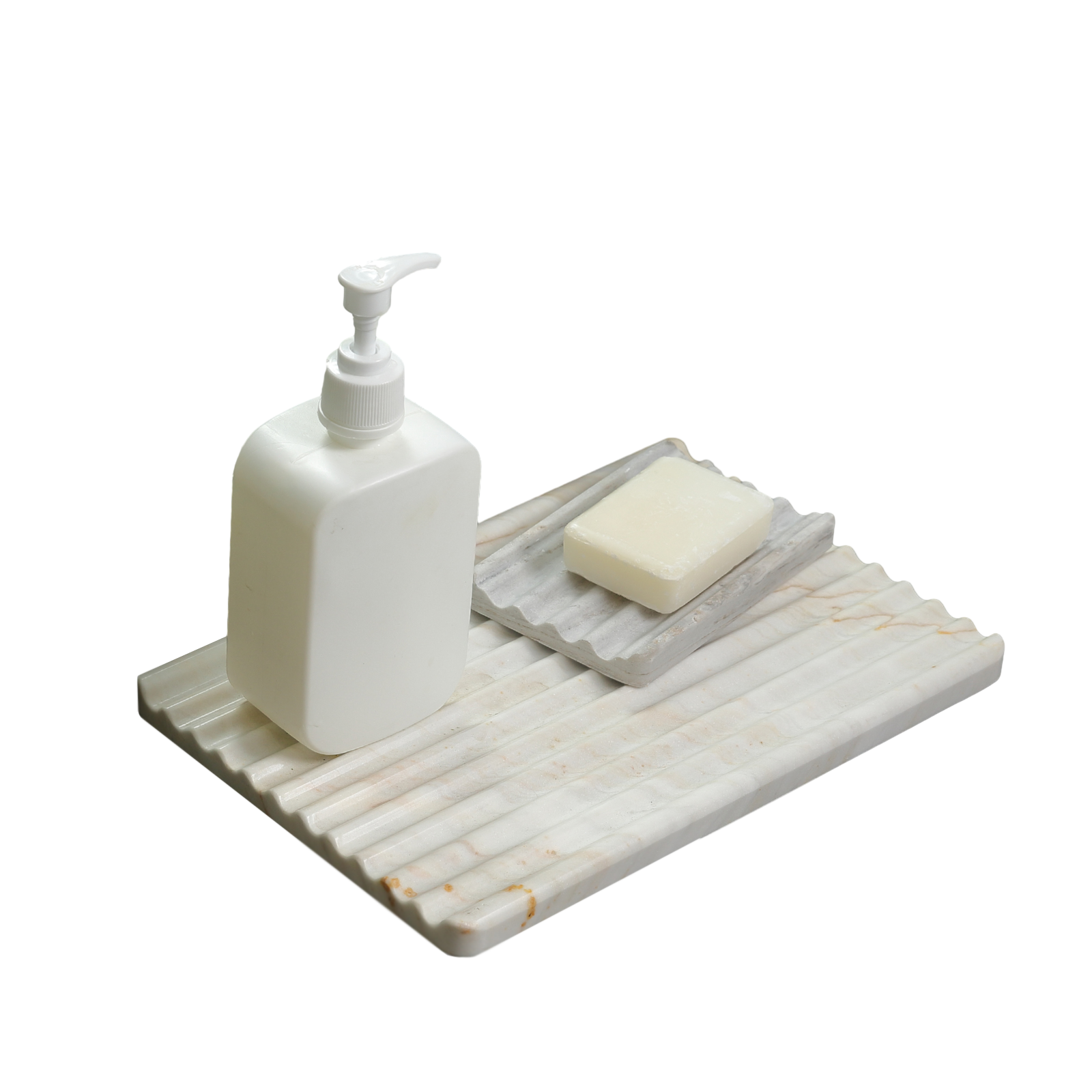 Koville natural marble wavy square decorative tray - design detail