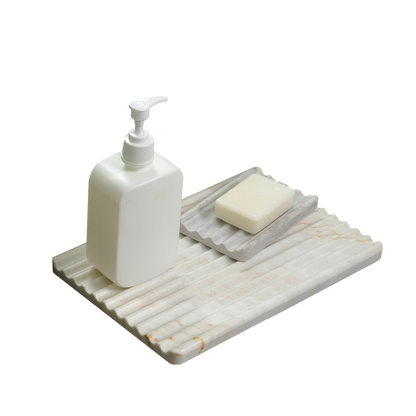 Koville natural marble wavy square decorative tray - design detail