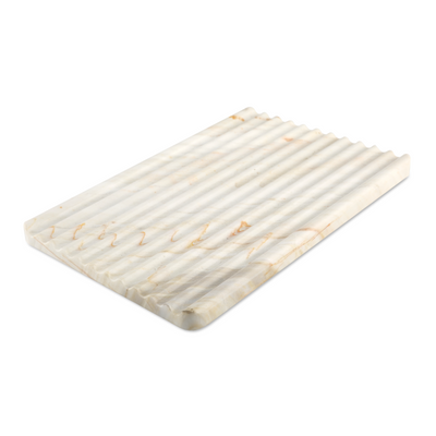 Koville natural marble wavy square decorative tray - design detail