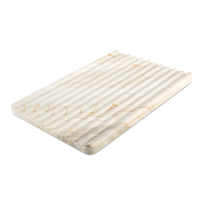 Koville natural marble wavy square decorative tray - design detail